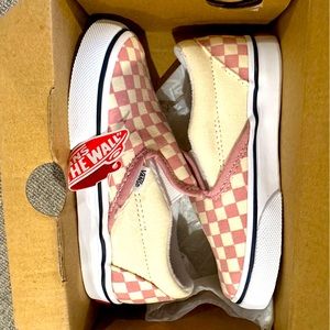 BRAND NEW!! Toddler slip on vans - color: pink and white checkered style